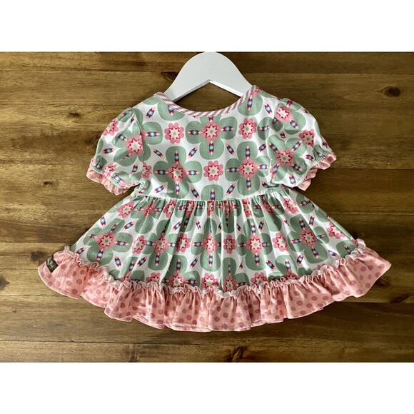 Matilda Jane Happy and Free Life Is A Beach Pink Green Floral Short Sleeve Top 2 - Picture 4 of 8